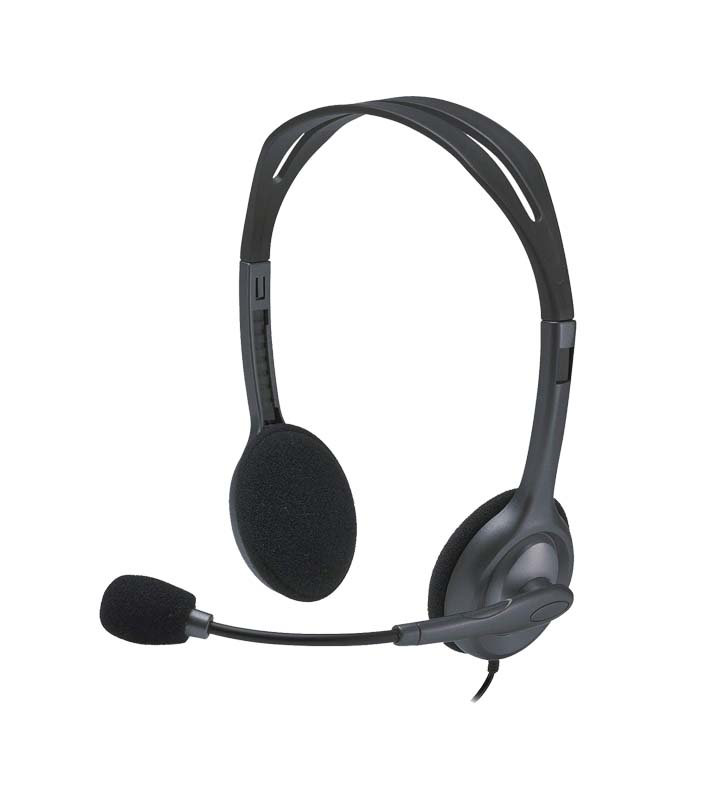 Logitech Wired On Ear Headphones With Mic Black